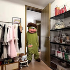 2026 New Long Haired Sad Frog Jumpsuit Pajamas Men Women Cute Cartoon Abstract Loungewear Homewear Sleepwear Gift