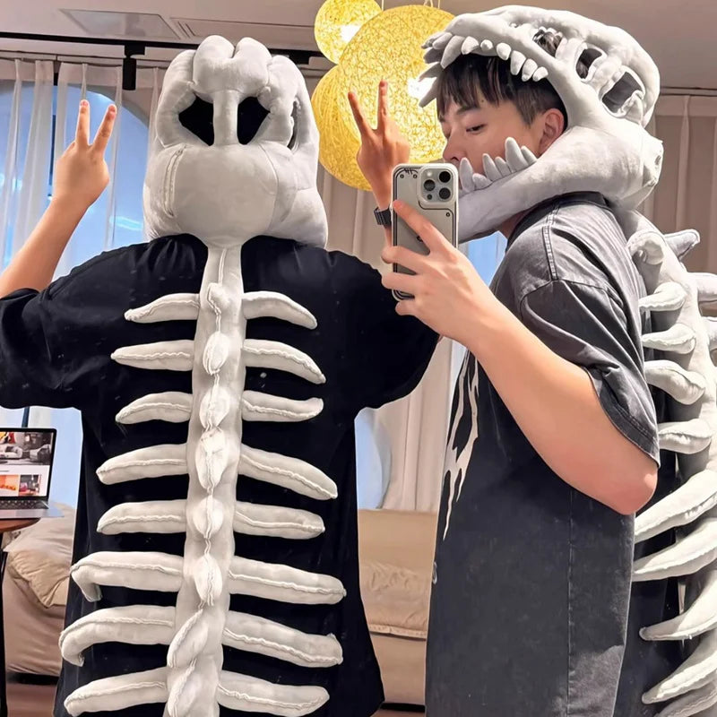 Realistic Dinosaur Skeleton Costume Set Funny Headgear Cosply Dress up Clothing Plush Toys Creative Gifts
