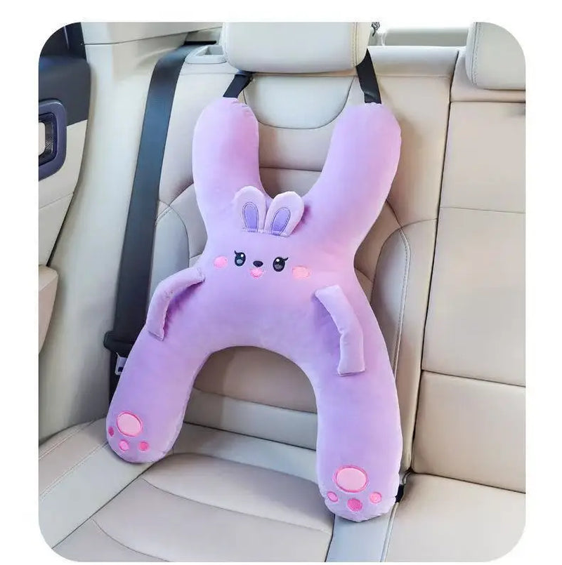 Car Neck Pillow with Seat Belt Safety Sleep Kids Aid Prevent Leaning Head Back Seat Sleeping Comfort during Long Distance Travel