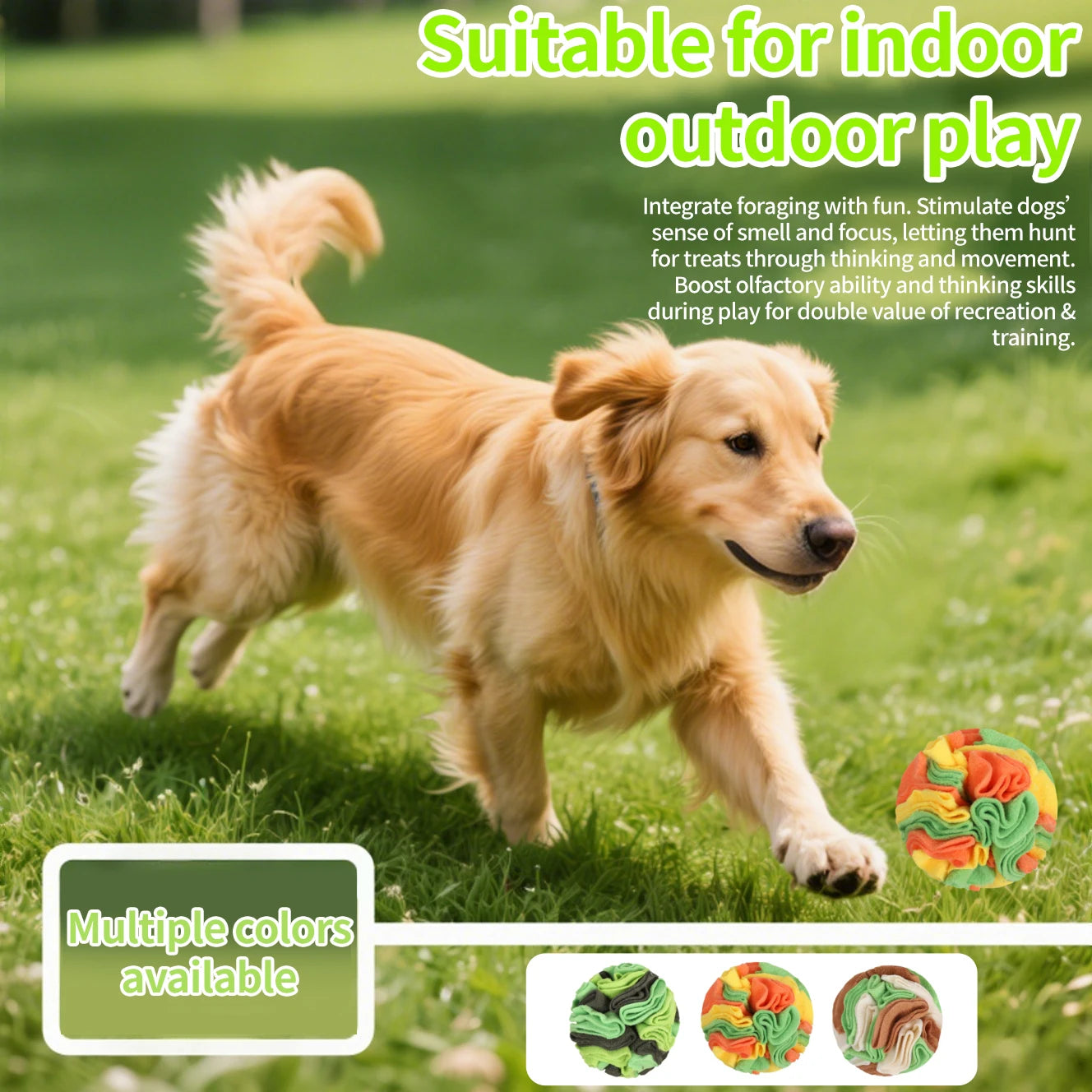 Pet Snuffle Ball for Dogs, Interactive Foraging Puzzle Toy, Colorful Nose Work Training Ball, Slow Feeder Stress Relief Dog Enri
