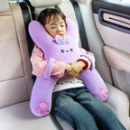 Car Neck Pillow with Seat Belt Safety Sleep Kids Aid Prevent Leaning Head Back Seat Sleeping Comfort during Long Distance Travel