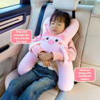 Car Neck Pillow with Seat Belt Safety Sleep Kids Aid Prevent Leaning Head Back Seat Sleeping Comfort during Long Distance Travel